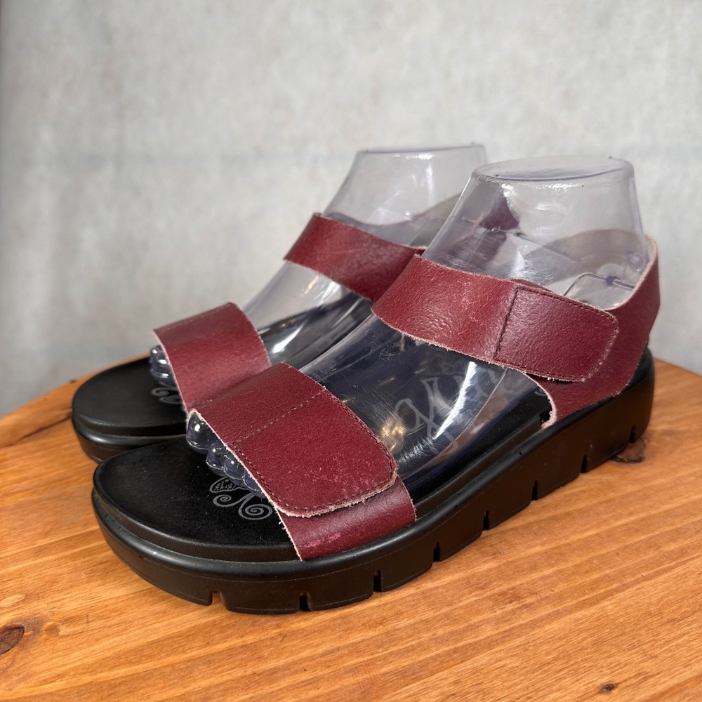 Alegria Heritage Sport Sandals Womens 39 Burgundy Leather Platform Good Strappy